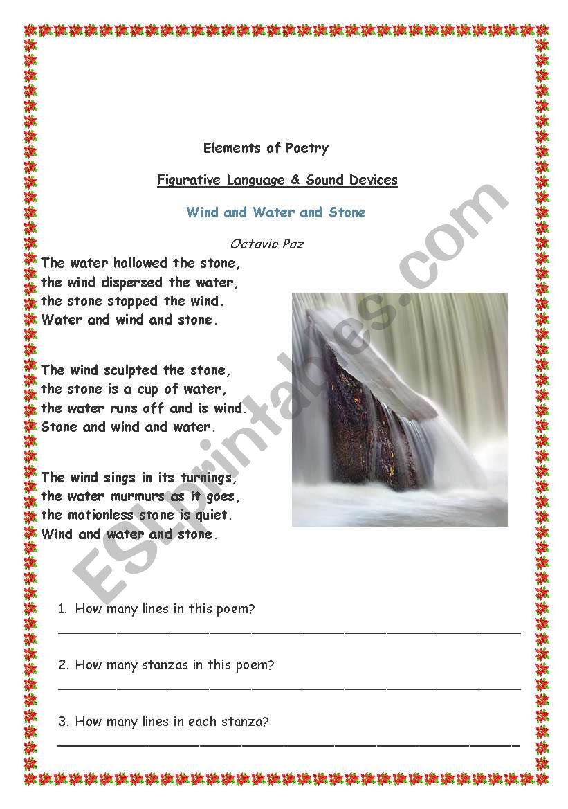 elements of poetry  worksheet