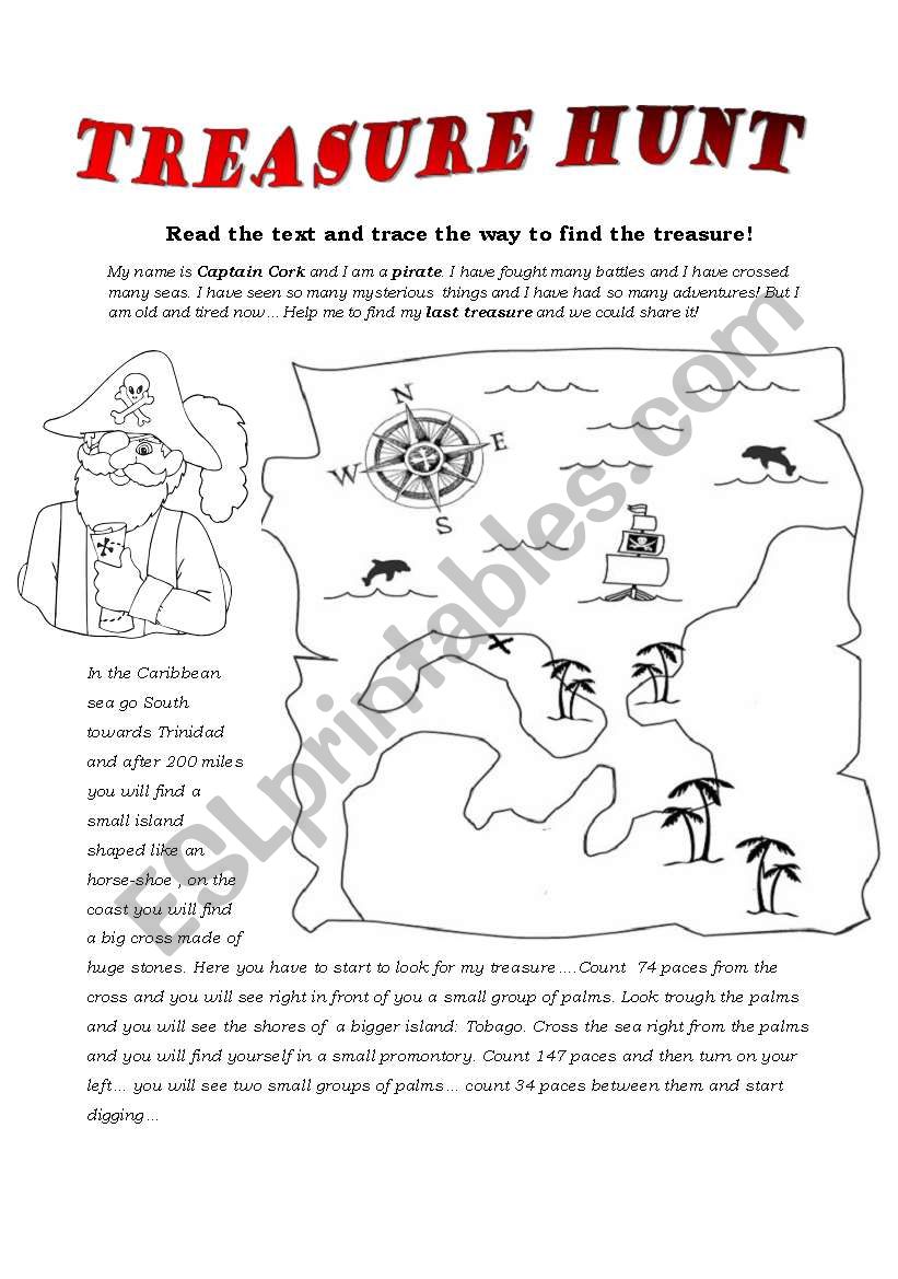 trasure hunt reading worksheet