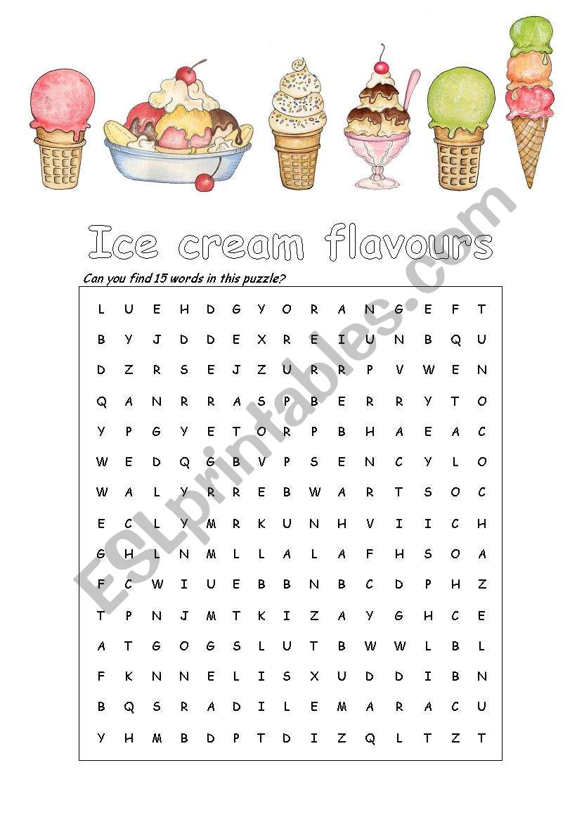 Ice cream flavours worksheet