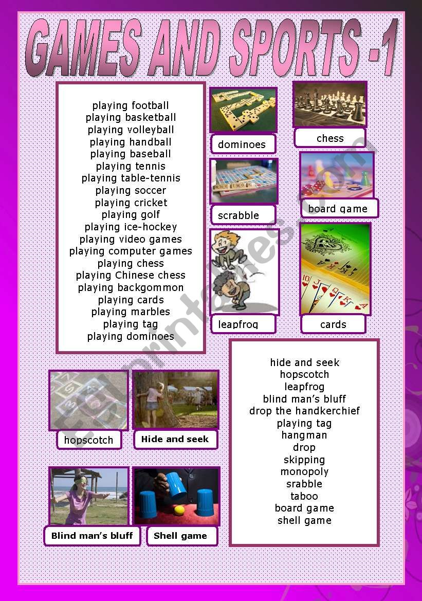 GAMES AND SPORTS  POSTER 1 worksheet