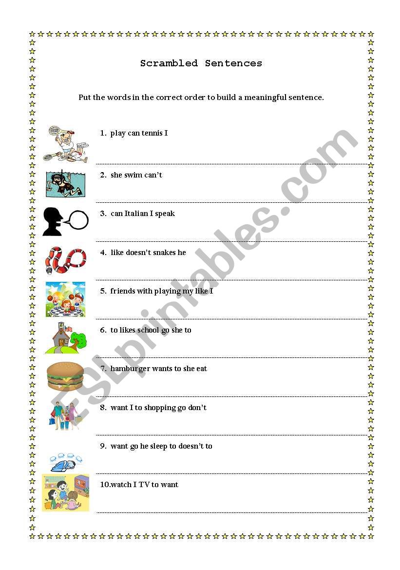 Scrambled Sentences worksheet