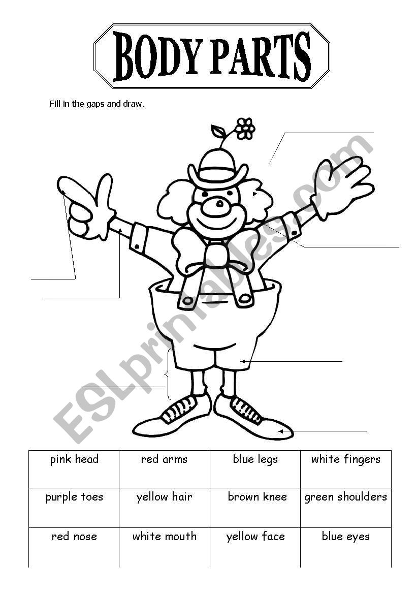 BODY PARTS worksheet