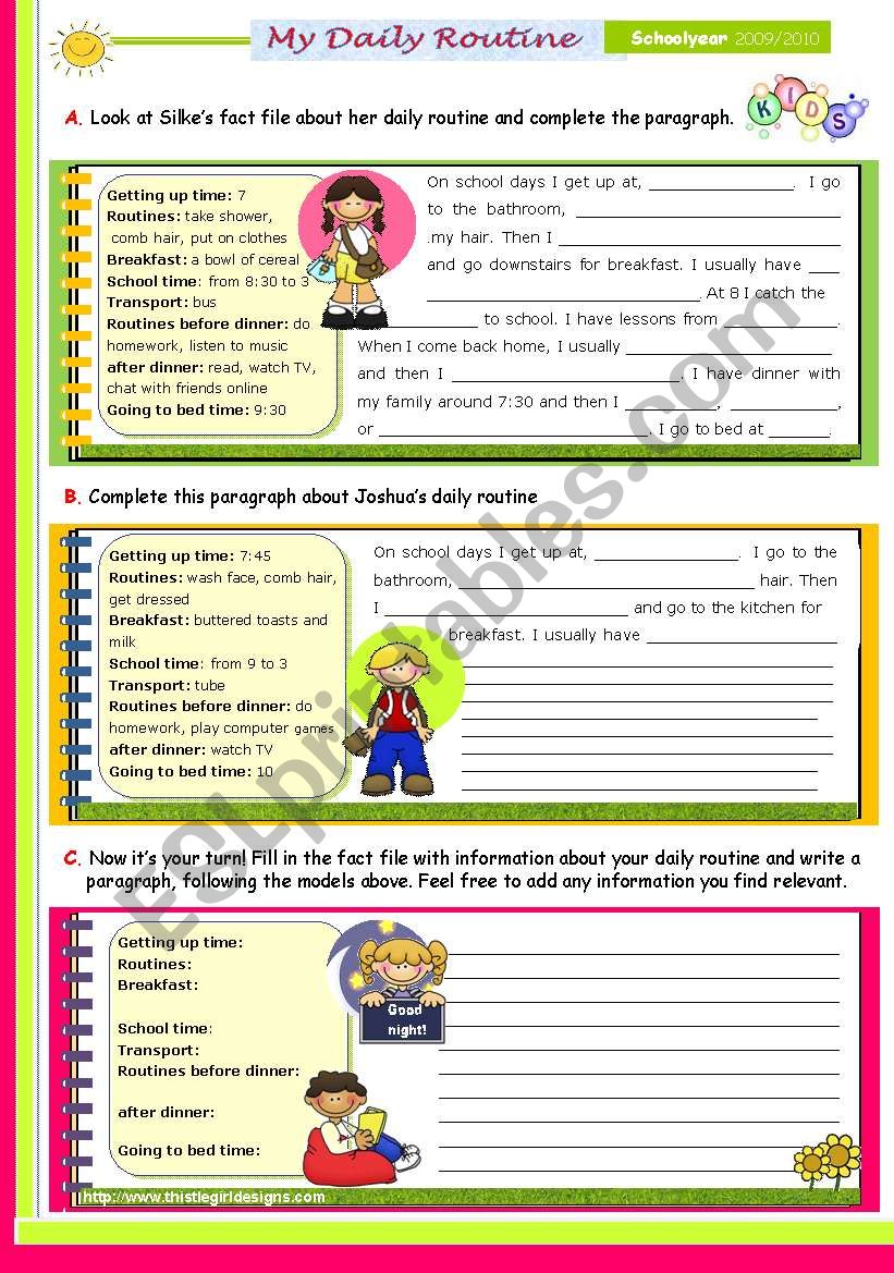 Writing Series (19) - My Daily Routine - 2nd lesson of 45 minutes on the topic for Upper Elementary and Lower Intermediate st.