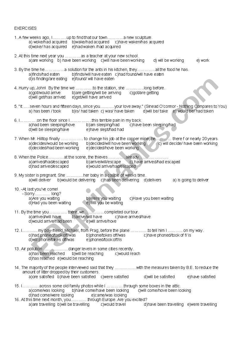 tenses worksheet