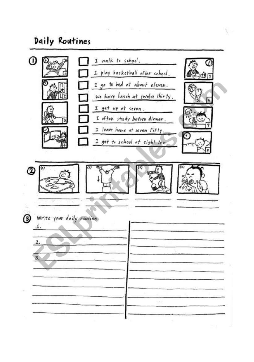 Daily Routines worksheet