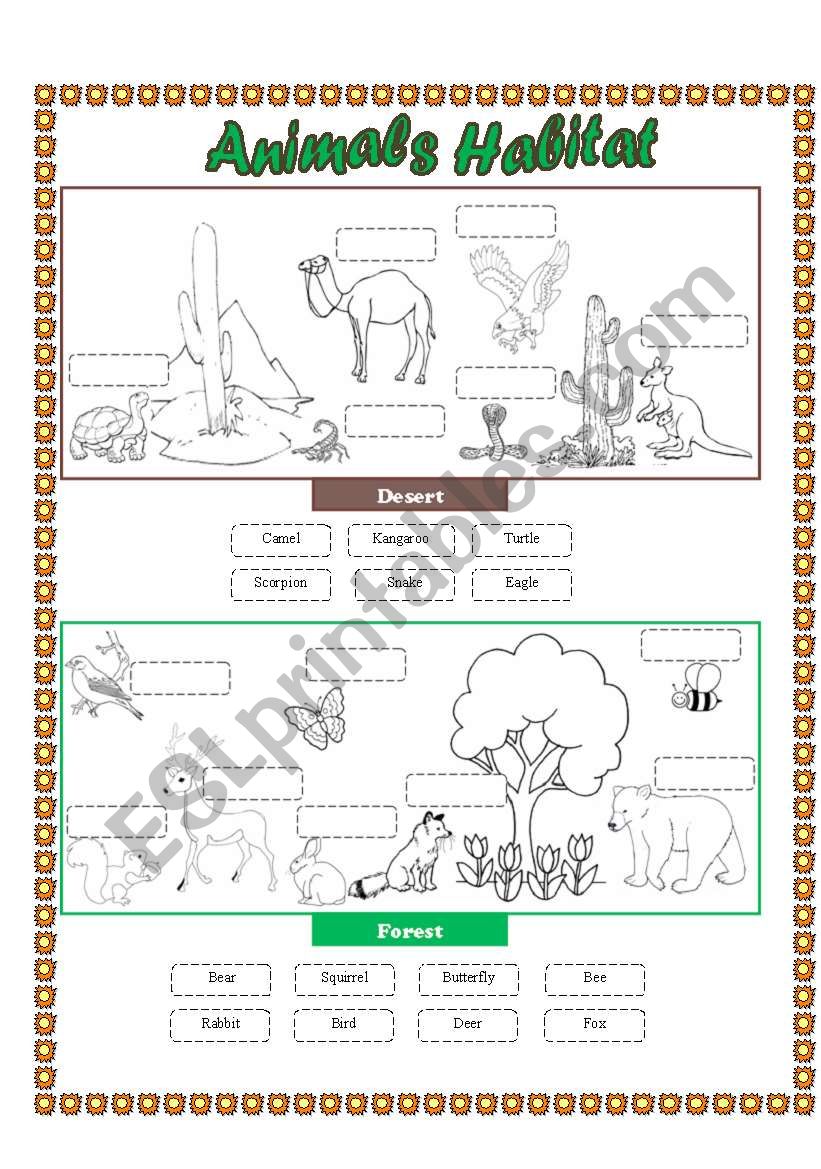 Animals Habitat (desert - forest) - Cut and paste part 2