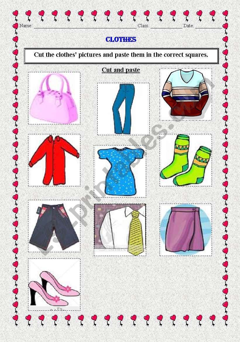 Clothes worksheet