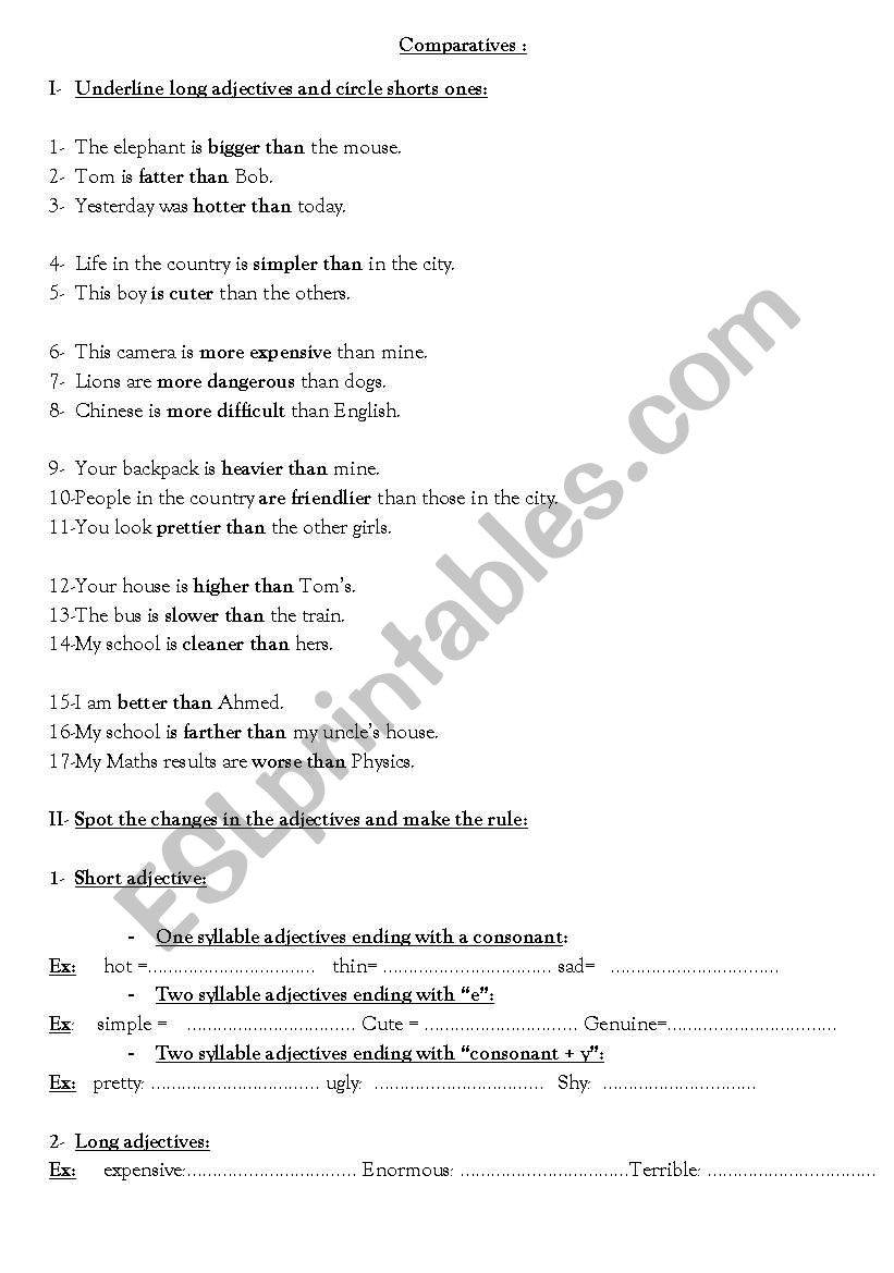 Comparatives: Rule and exercise