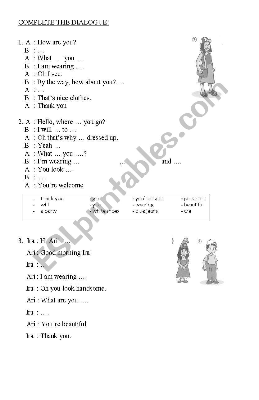 Complete the dialogue worksheet