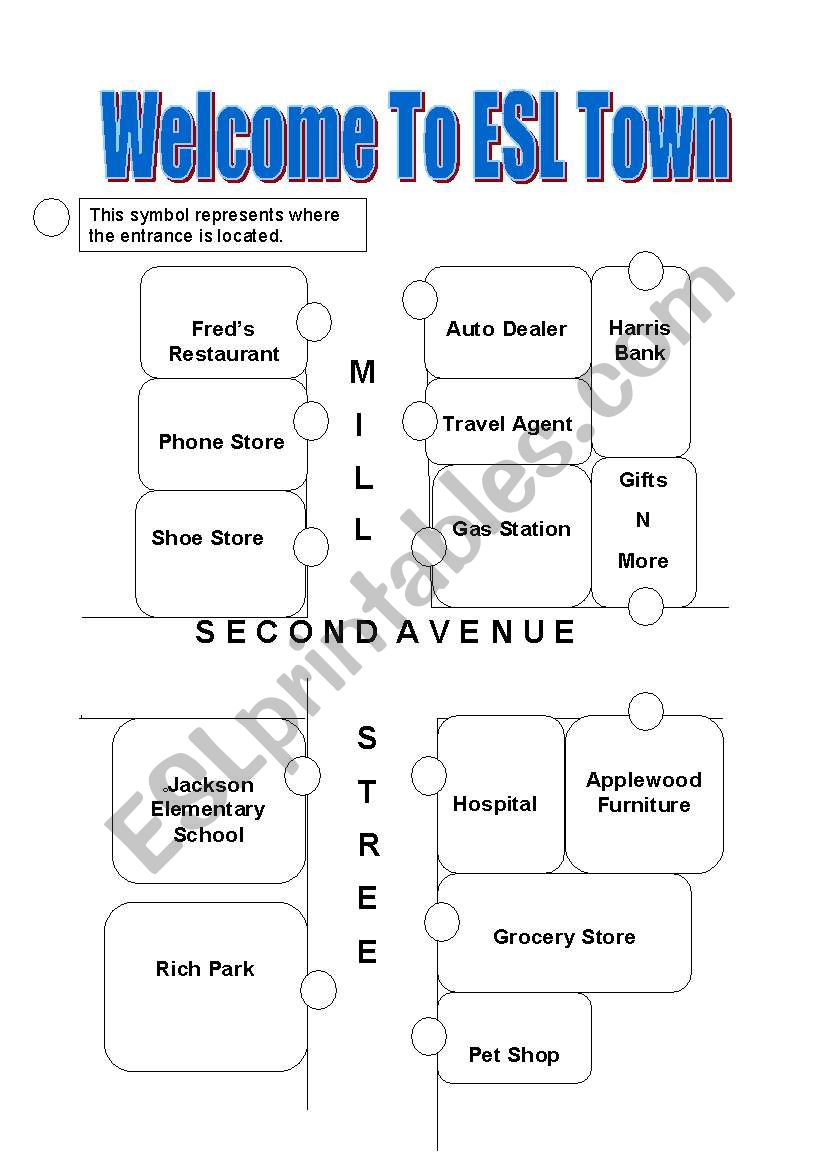 Welcome To ESL Town - Part 1 worksheet