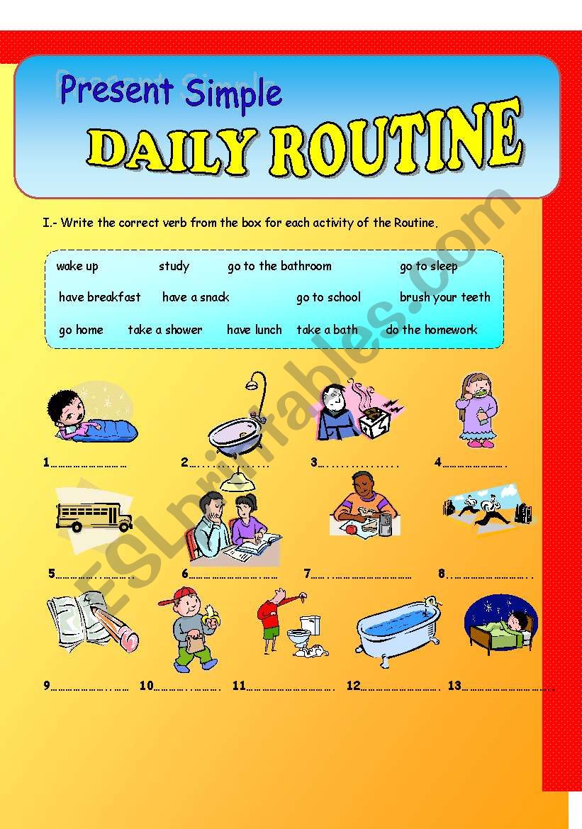 Daily Routine-Present Simple worksheet