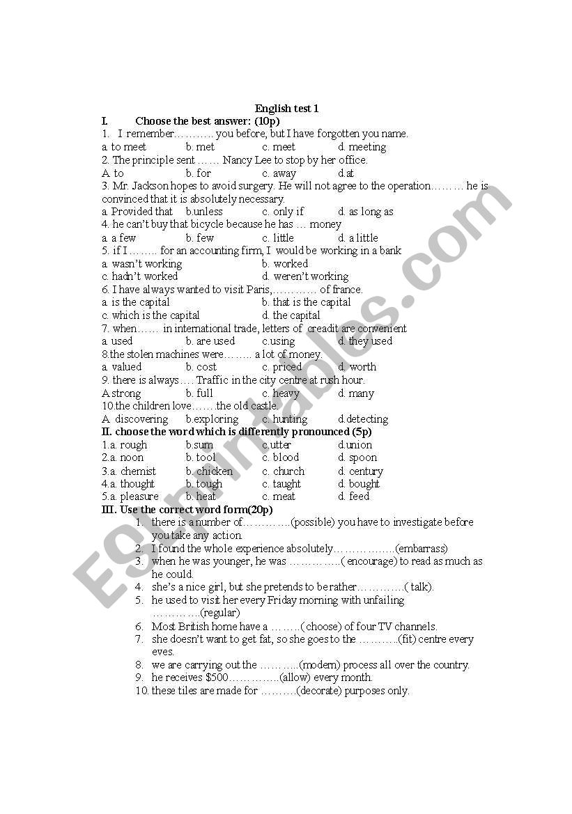 english-test-for-high-school-esl-worksheet-by-caythong