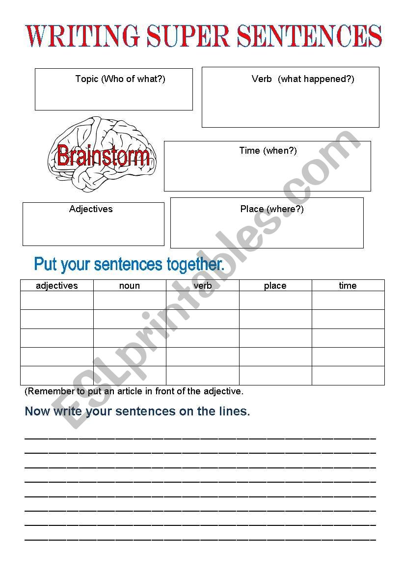 Super Sentences worksheet