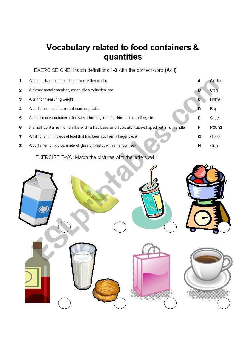 Food containers and quantities