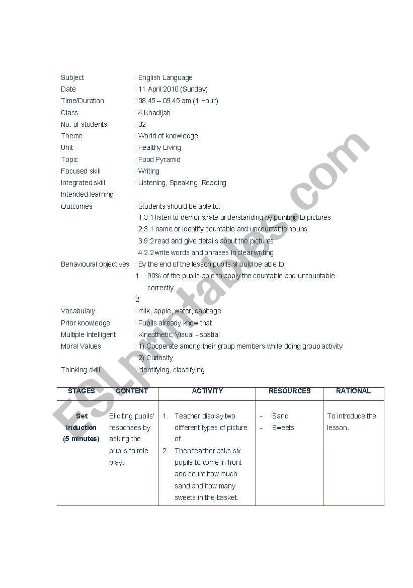 lesson plan worksheet