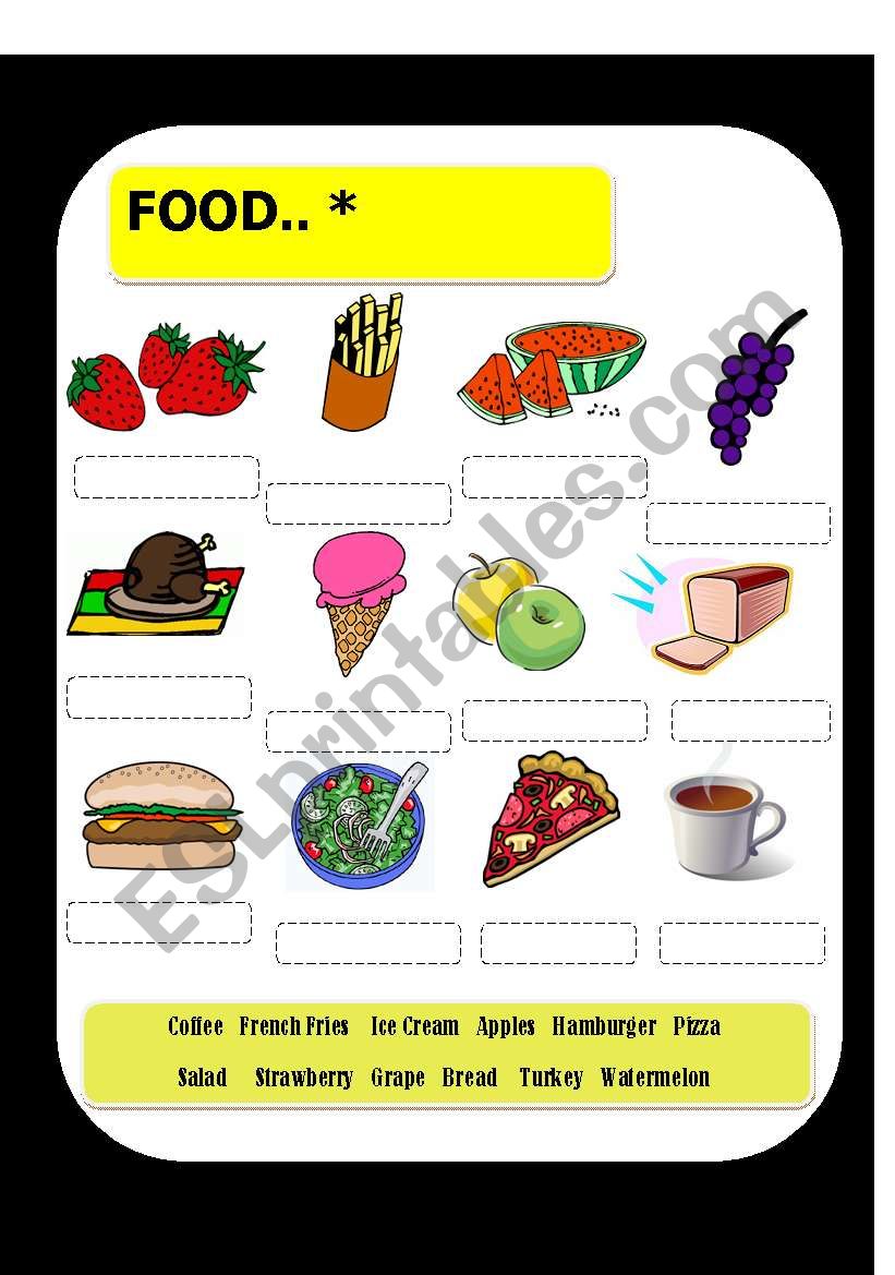 Vocabulary Food worksheet