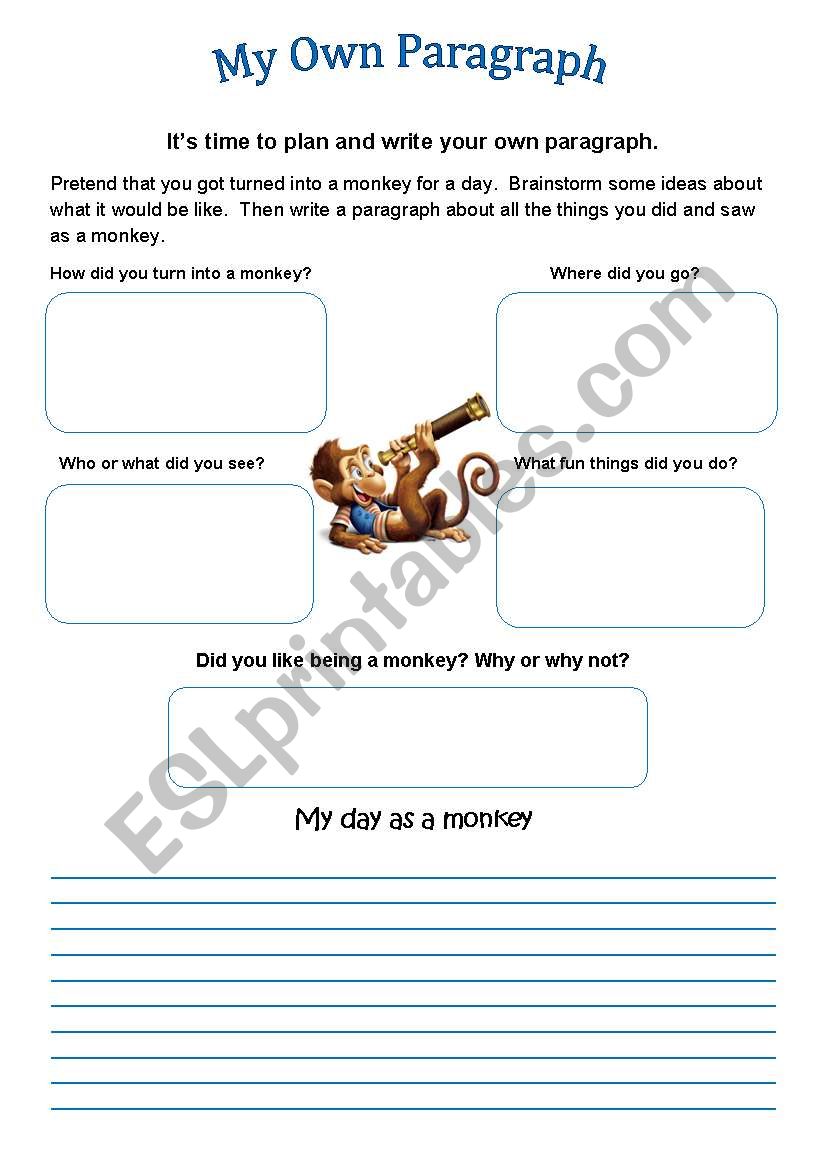My Day as a Monkey worksheet