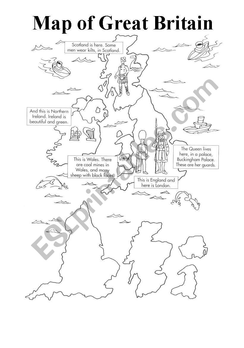 Map of United Kingdom worksheet