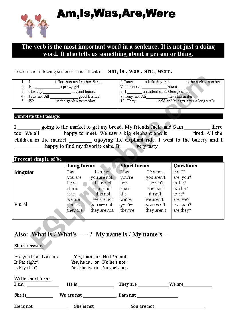 Verbs  worksheet