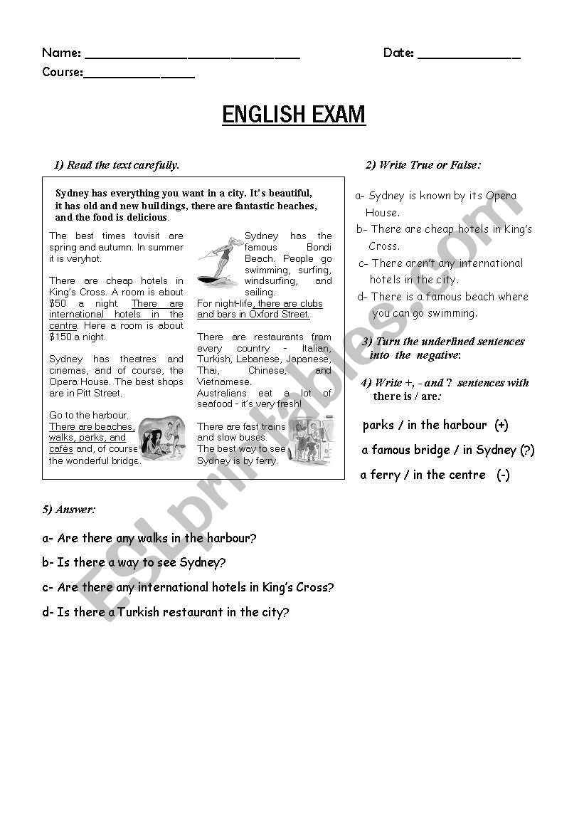 English Test worksheet