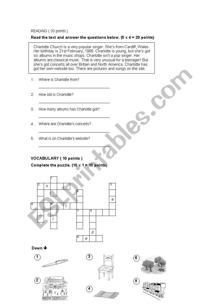 INITIAL TEST  worksheet