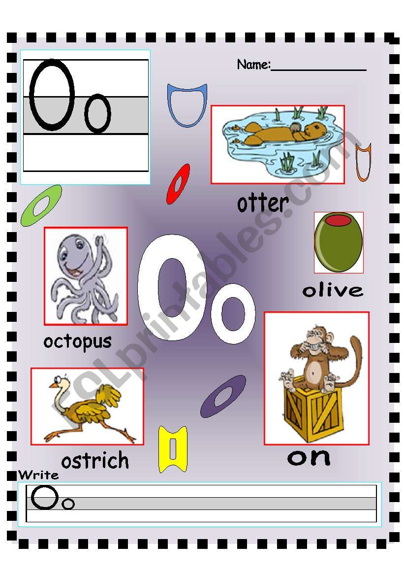 Oo -Pp Vocabulary poster and Writing practice