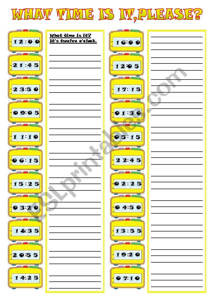 WHAT TIME IS IT,PLEASE? worksheet