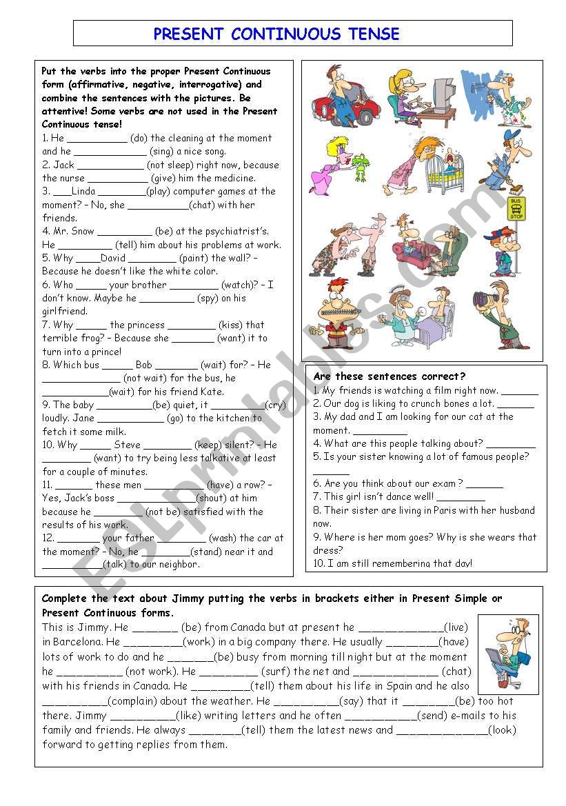 PRESENT CONTINUOUS TENSE worksheet