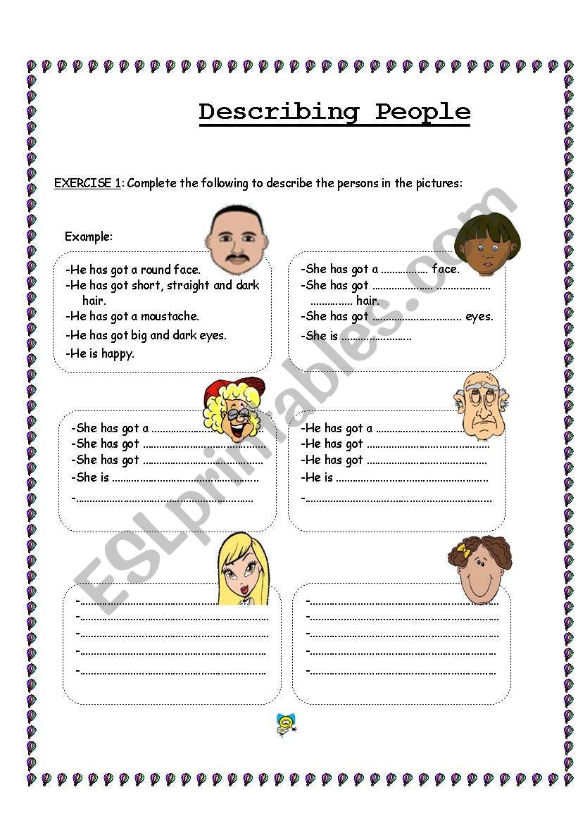 Describing People worksheet