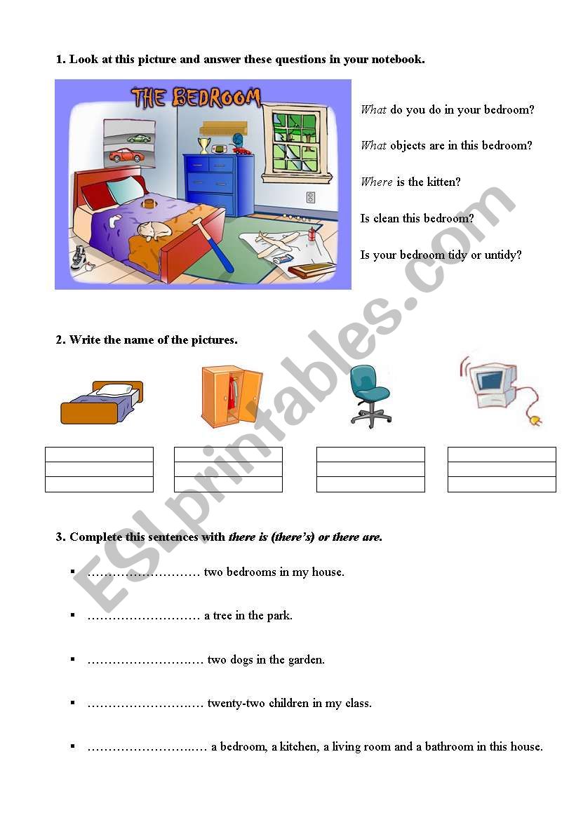 The bedroom worksheet