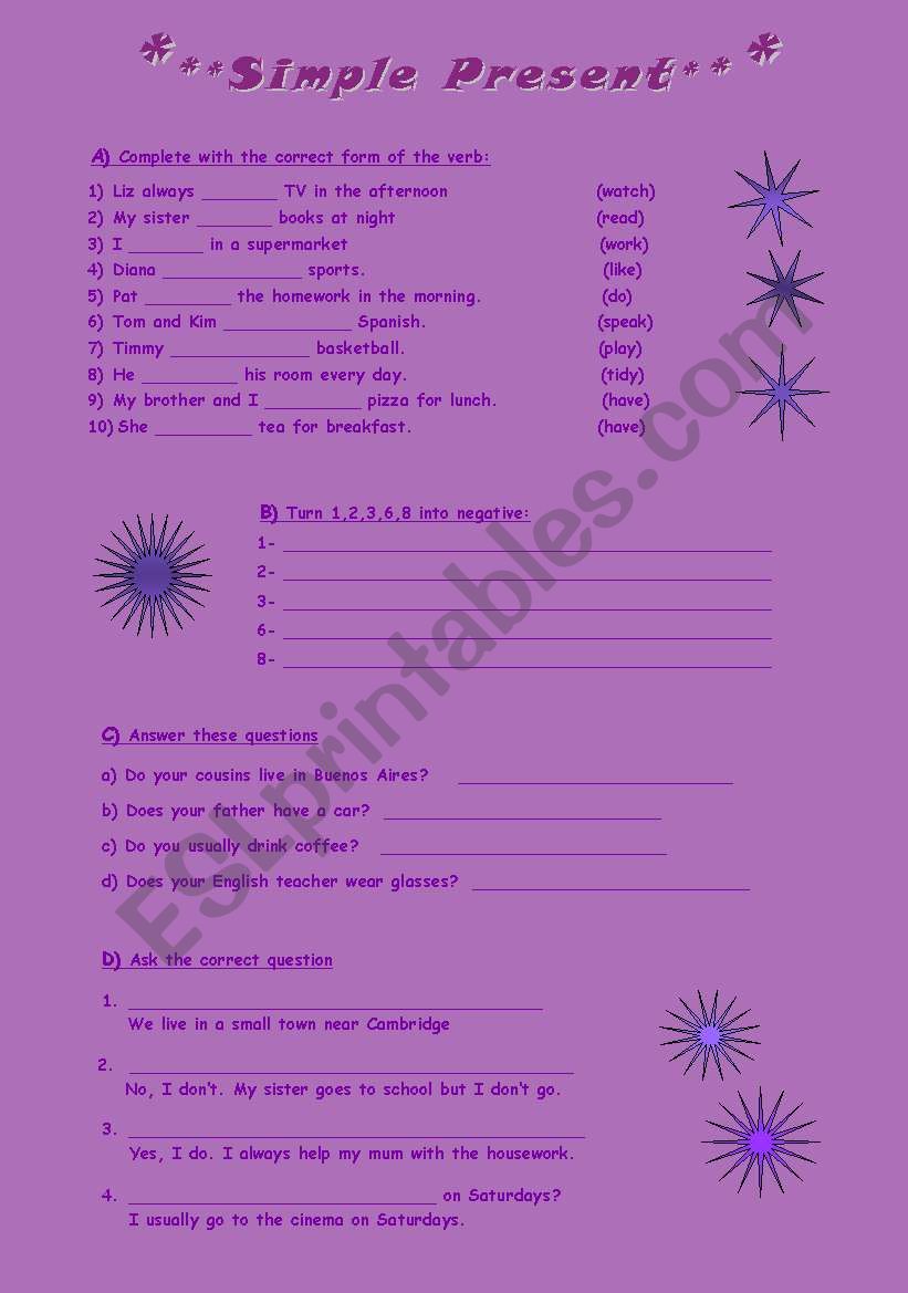 Simple Present worksheet worksheet