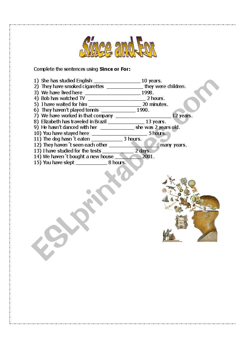 Since or For worksheet