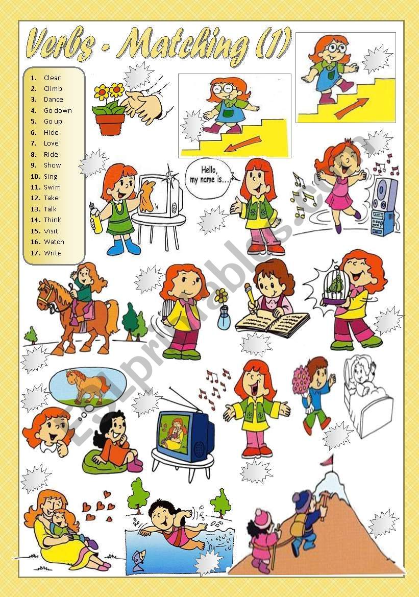 VERBS - Matching(1) worksheet