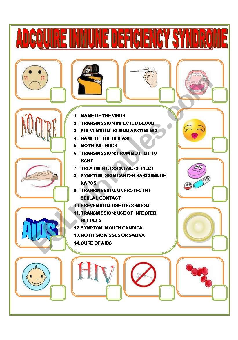 AIDS MATCH worksheet