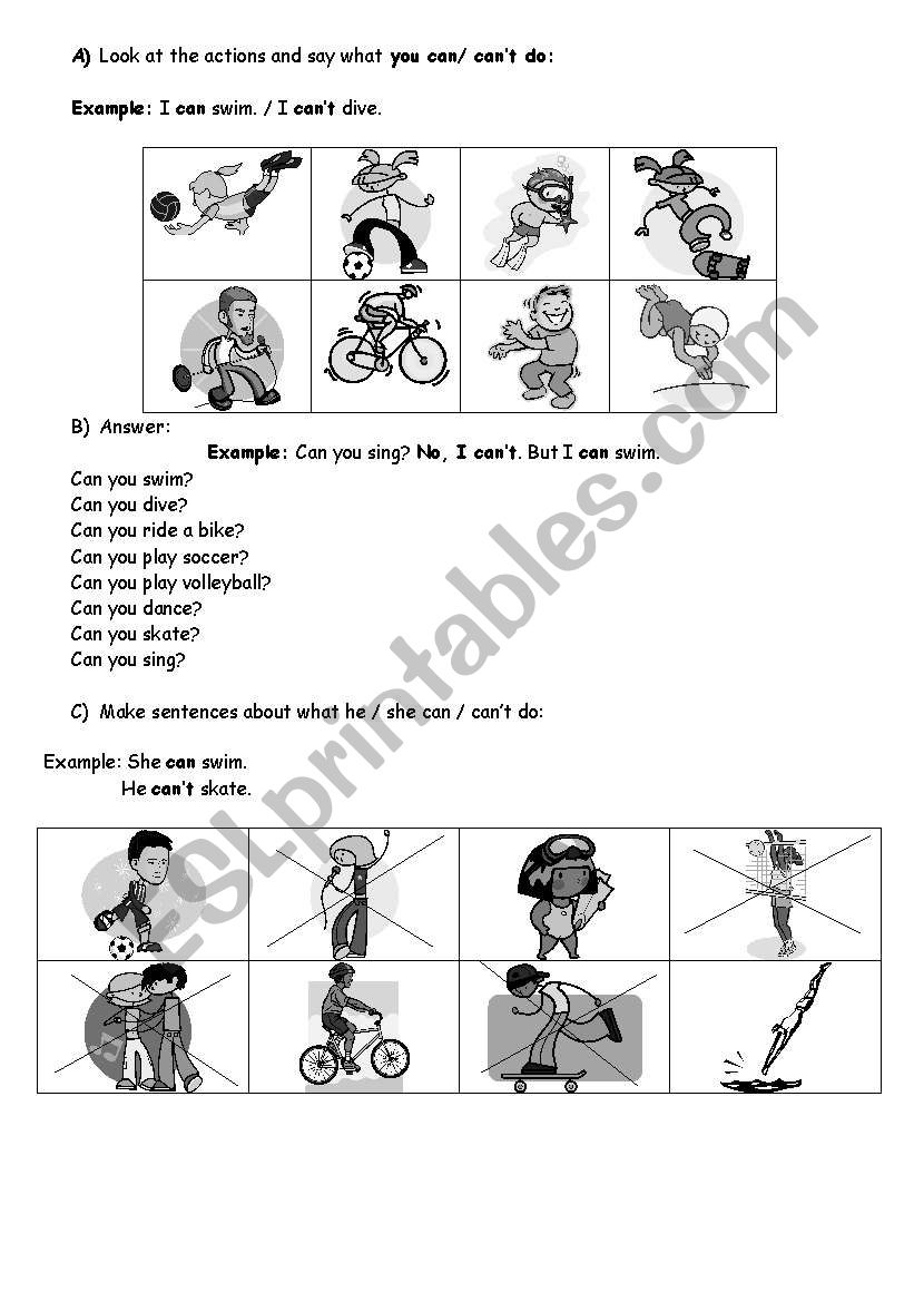 Oral Review- Can worksheet