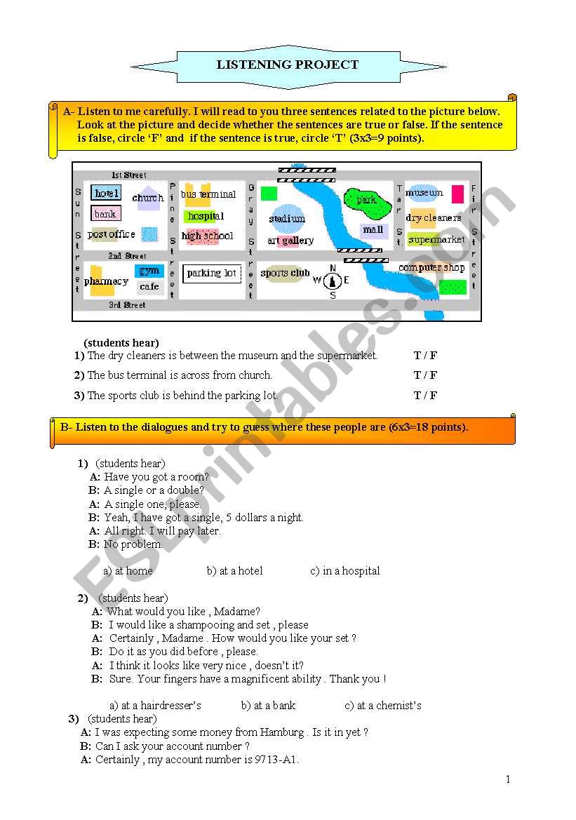 listening worksheet