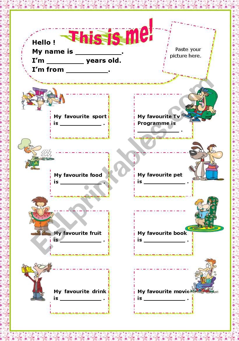 all about me ( 2 pages ) worksheet