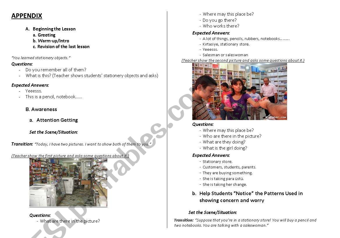 SPEAKING LESSON PLAN worksheet