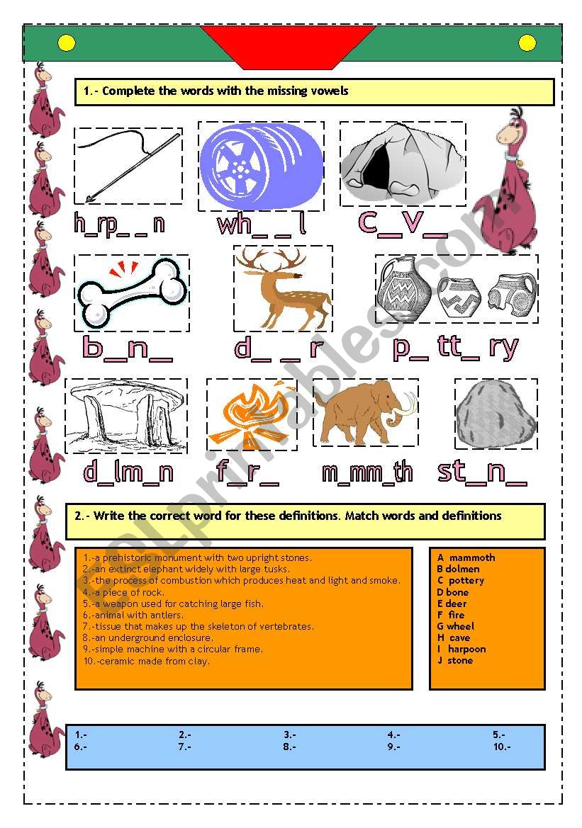 PREHISTORY: ACTIVITIES WITH KEYS. 2 PAGES!!!