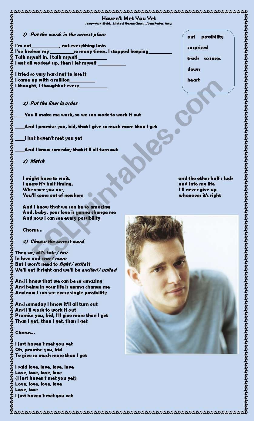 Haven´t met you yet worksheet Haven´t met you yet worksheet