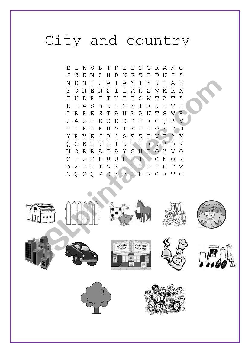 City and country worksheet