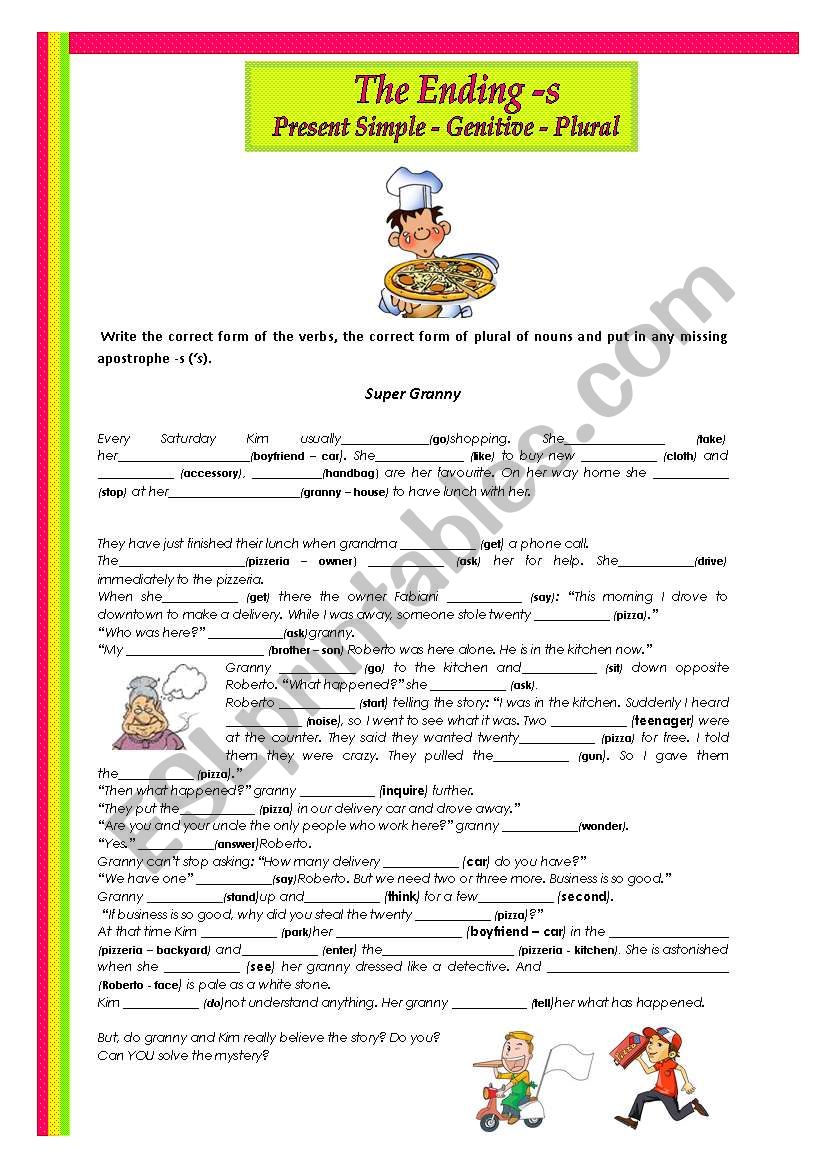 the ending -s: Present Simple - Genitive - Plural/ Part 3