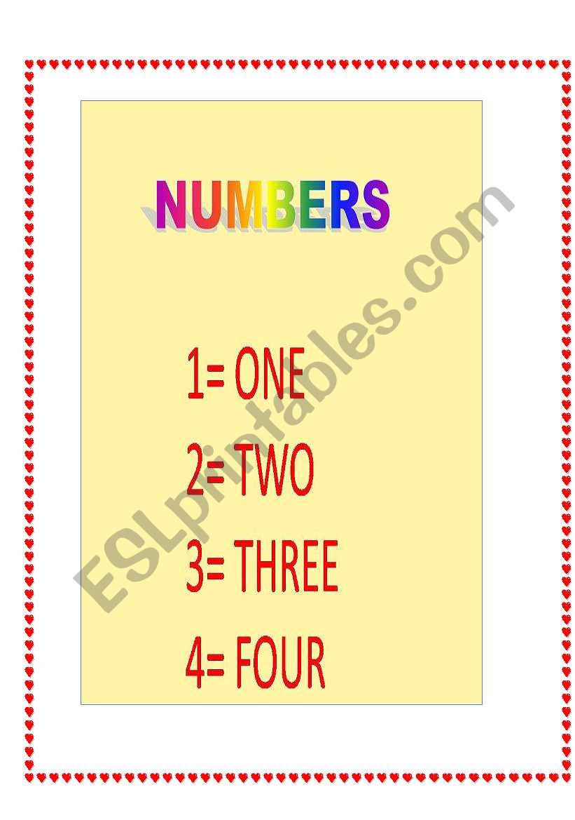 LEARNING  NUMBERS worksheet