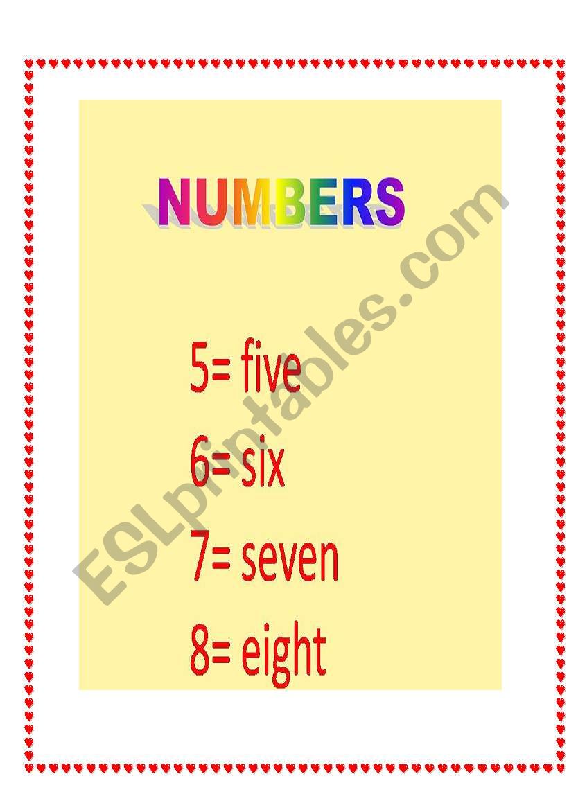 LEARNING  NUMBERS worksheet