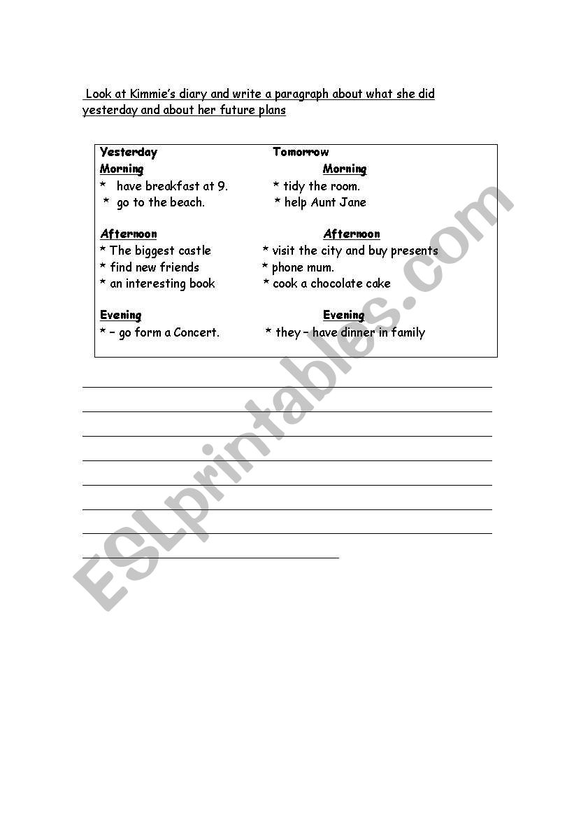 Writing a paragraph worksheet