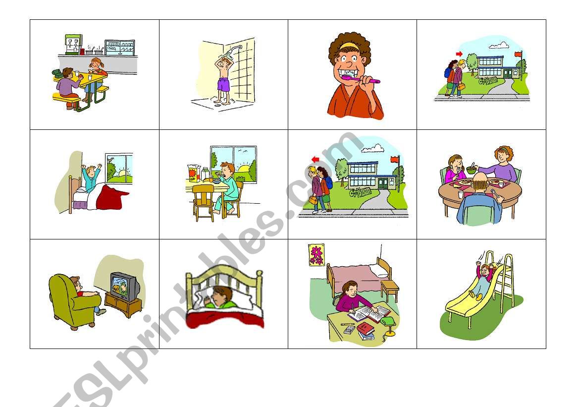 Daily Activities Memory Game worksheet