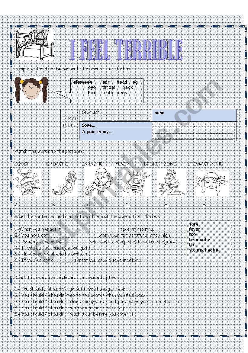 i feel terrible worksheet