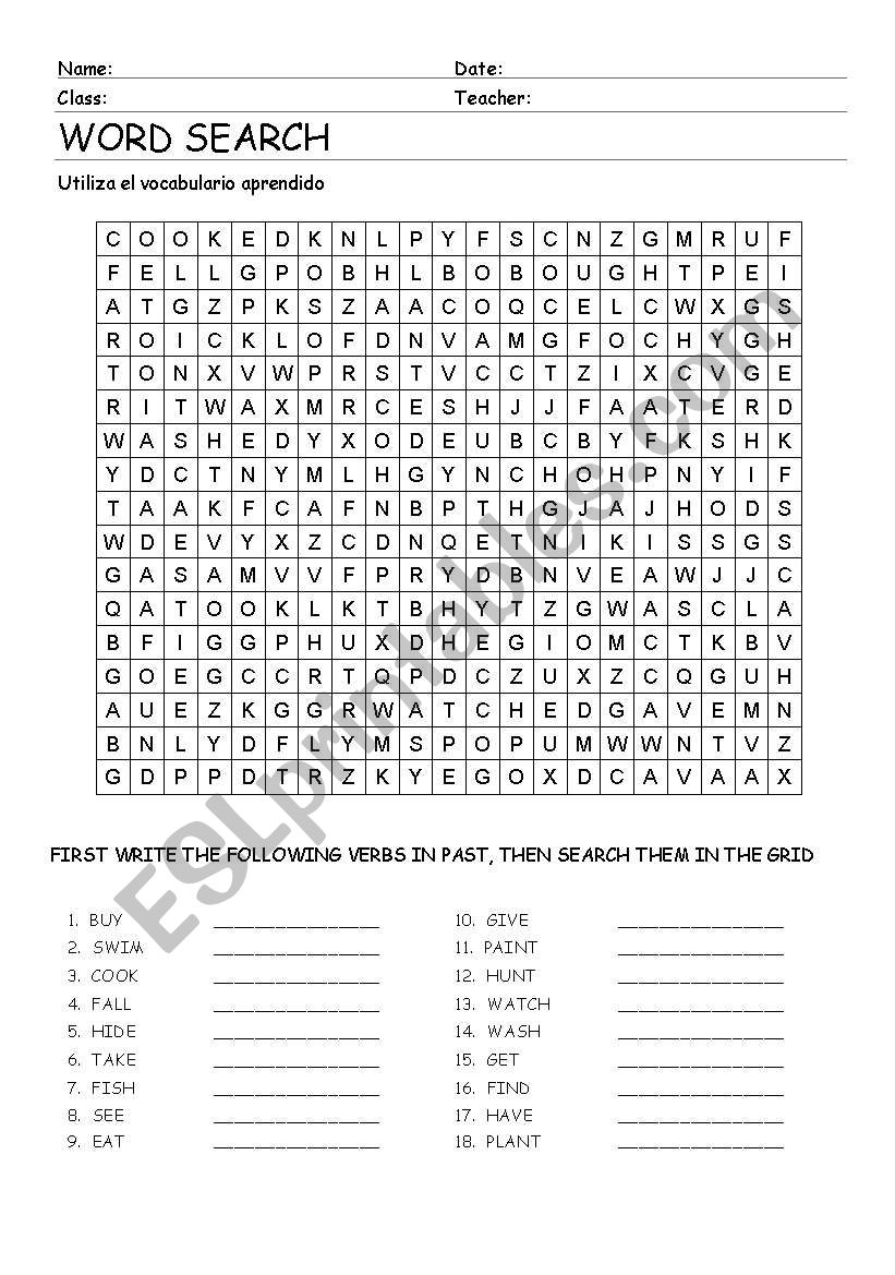 REGULAR AND IRREGULAR WORDSEARCH