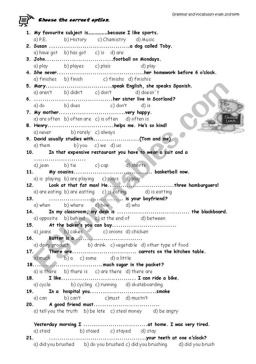 test worksheet