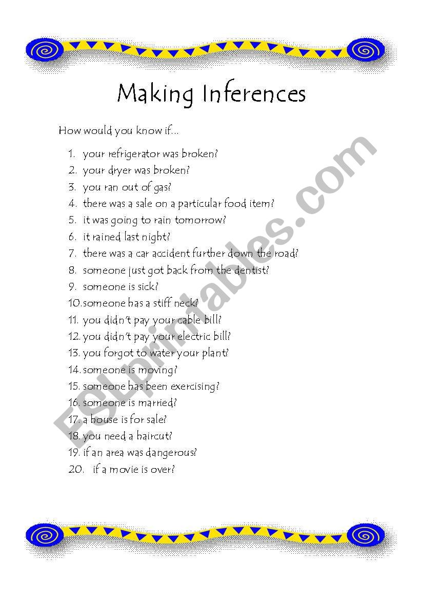 Making Inferences worksheet